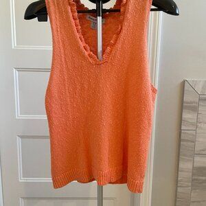 Orange Sleeveless sweater with Scalloped Neckline- Tommy Bahama